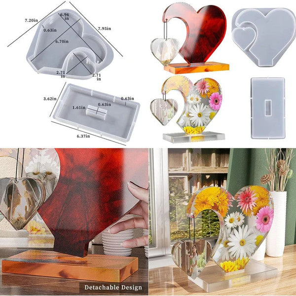 2 Pcs Heart Side Hanging Shaped Photo Frame Mould