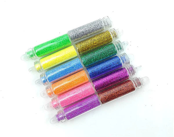 12 In 1 Col Glitter Powder Message Bottle Set