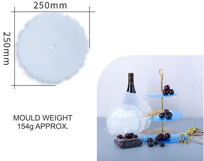 10 Inch  Round Agate Clock Dial & Cake Stand Mould