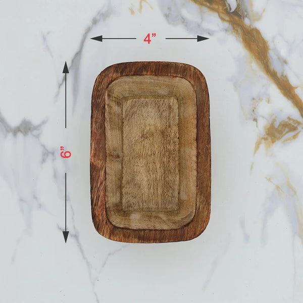 Wooden Candle Rectangle Boat Bowl