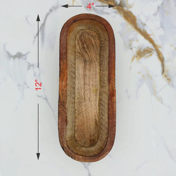 Wooden Candle Oval Boat Bowl