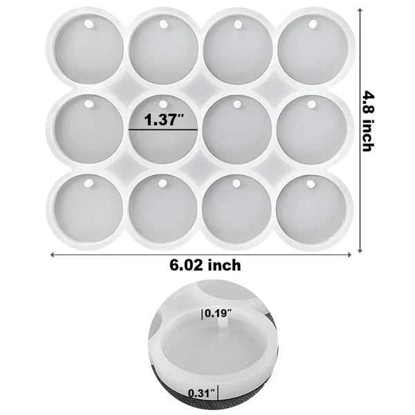 12 Cavity Round Keychain & Pendant Mould