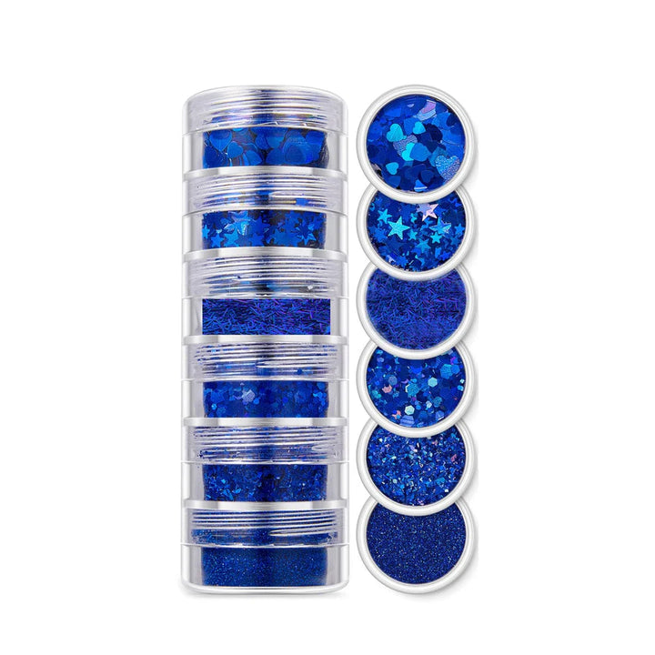 6 In 1 Glitter & Chunks Rainbow Blue Sg08