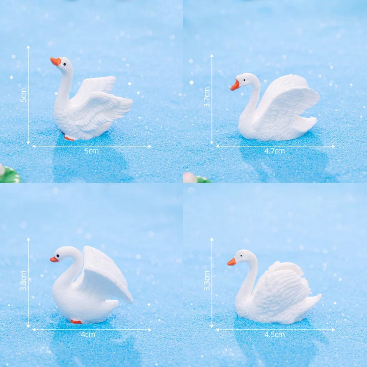 4Pcs Swan Miniatures