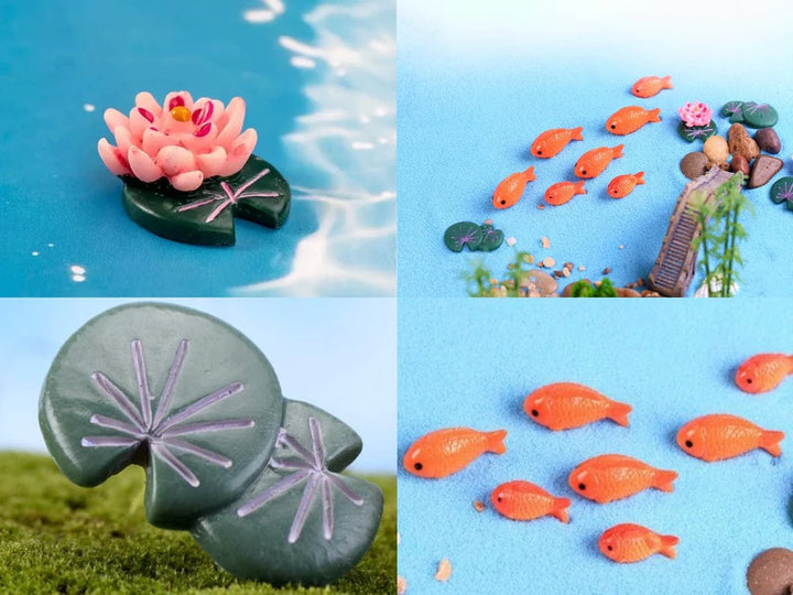 4Pcs Fish & Pond Miniature