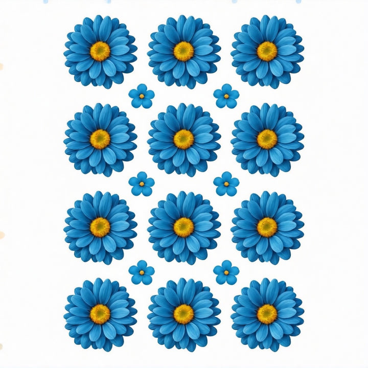 Blue Daisy Flowers UV DTF Sticker