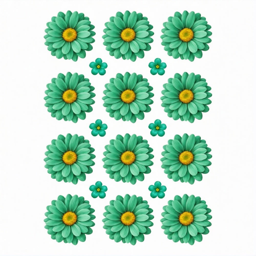 Rama Green Daisy Flowers UV DTF Sticker