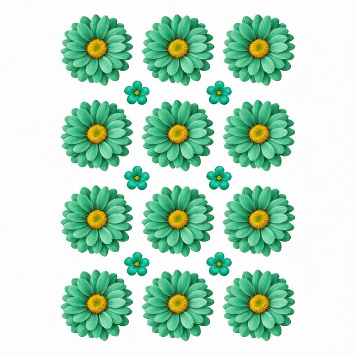 Rama Green Daisy Flowers UV DTF Sticker