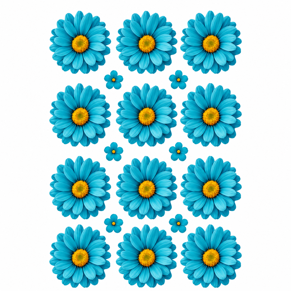 Ferozi Blue Daisy Flowers UV DTF Sticker