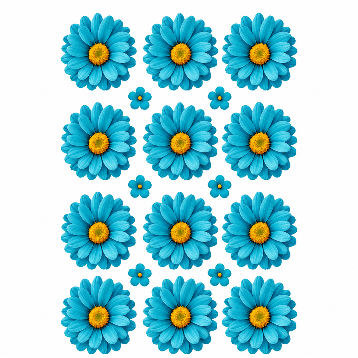 Ferozi Blue Daisy Flowers UV DTF Sticker