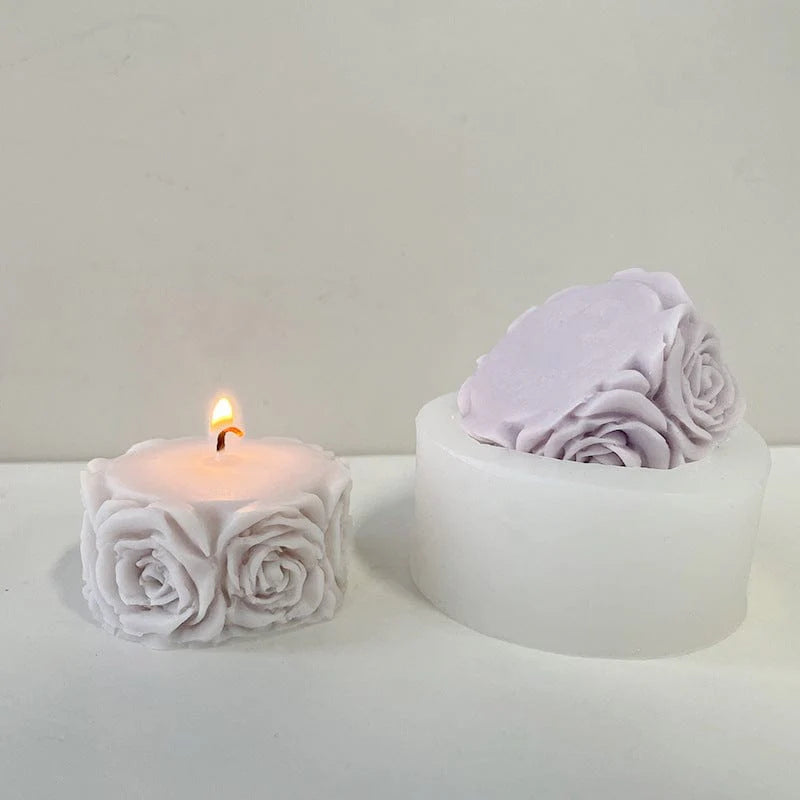 3D Rose Flower Pillar Soap & Candle Handmade Mould