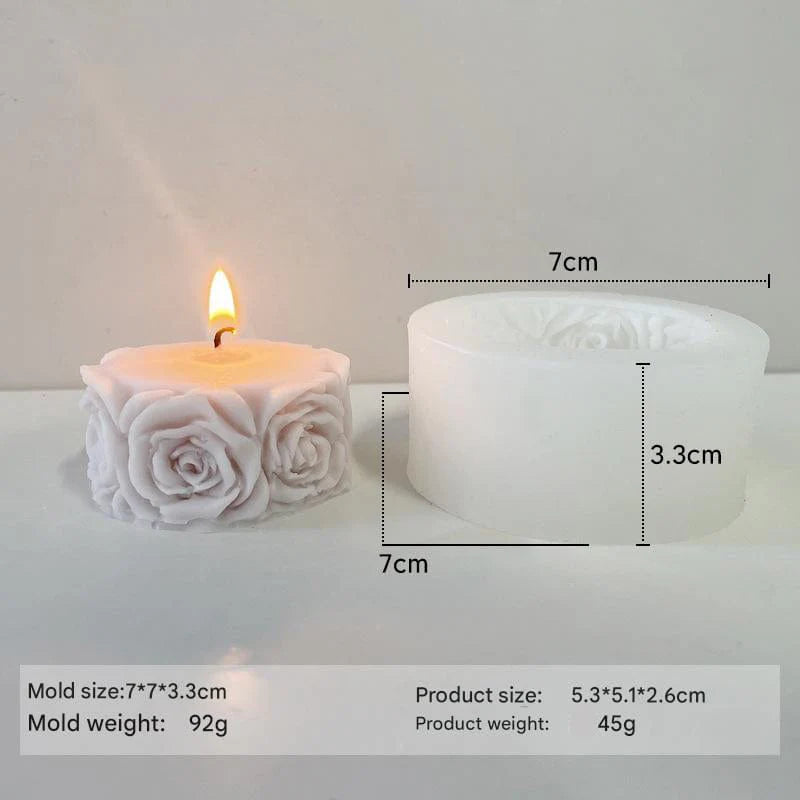 3D Rose Flower Pillar Soap & Candle Handmade Mould