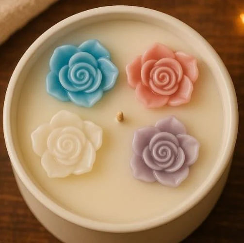 5 Cavity Flatback Rose Petal Candle Mould