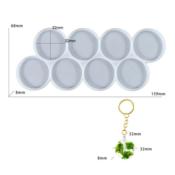 8 Cavity Round Keychain & Pendant Mould