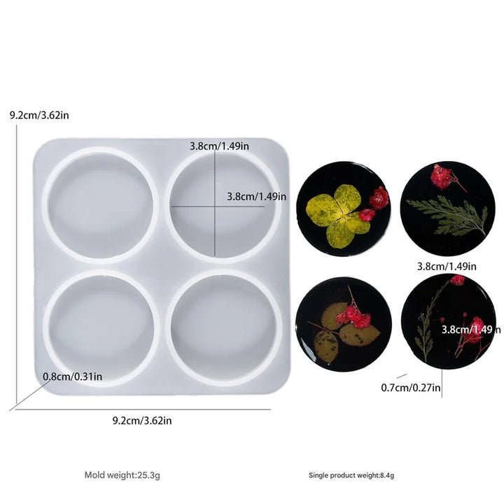 4 Cavity Round Keychain & Pendant Mould - SM1158