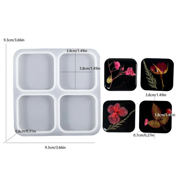 4 Cavity Square Keychain