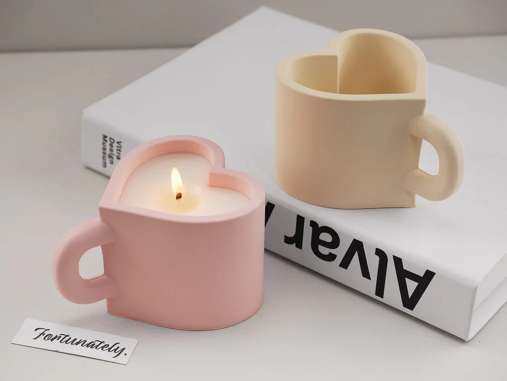 3D Heart Shape Candle Holder Silicone Mould