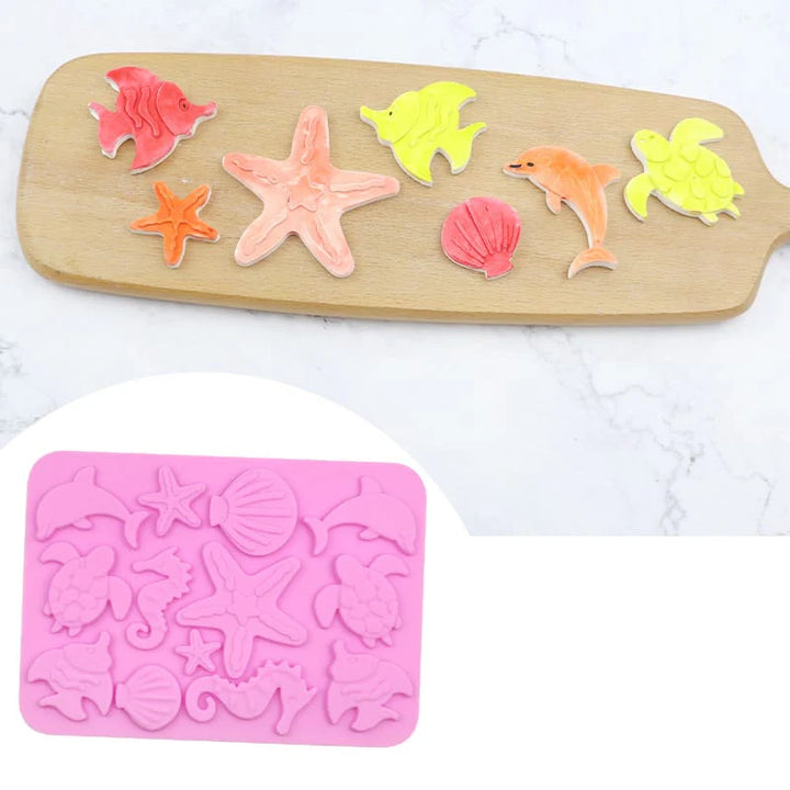 13 Cavity Ocean Life Sea Creatures Candy Mould