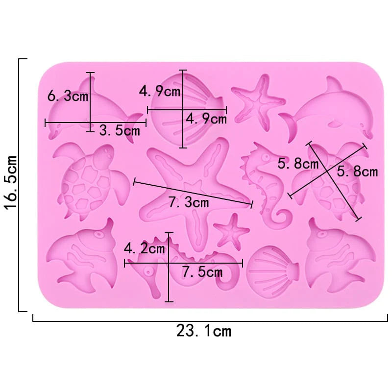13 Cavity Ocean Life Sea Creatures Candy Mould
