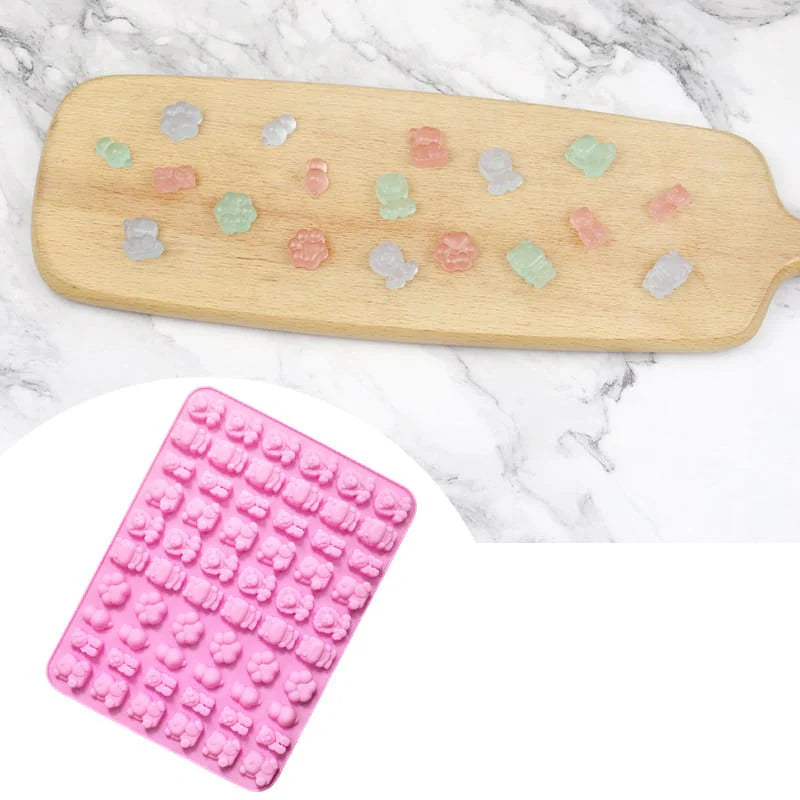 60 Cavity Mini Cartoon Animals   Silicone Mould