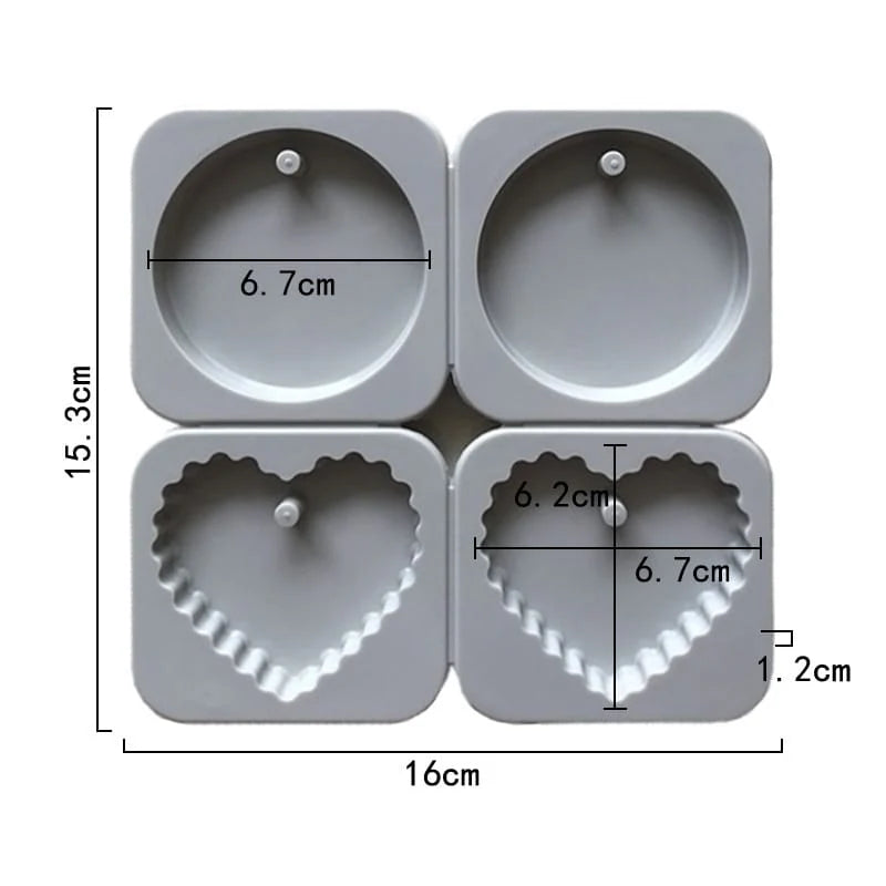 4 Multi Cavity Round Circle & Scalloped Heart Hanging Tag Mould