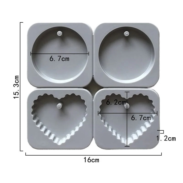 4 Multi Cavity Round Circle & Scalloped Heart Hanging Tag Mould