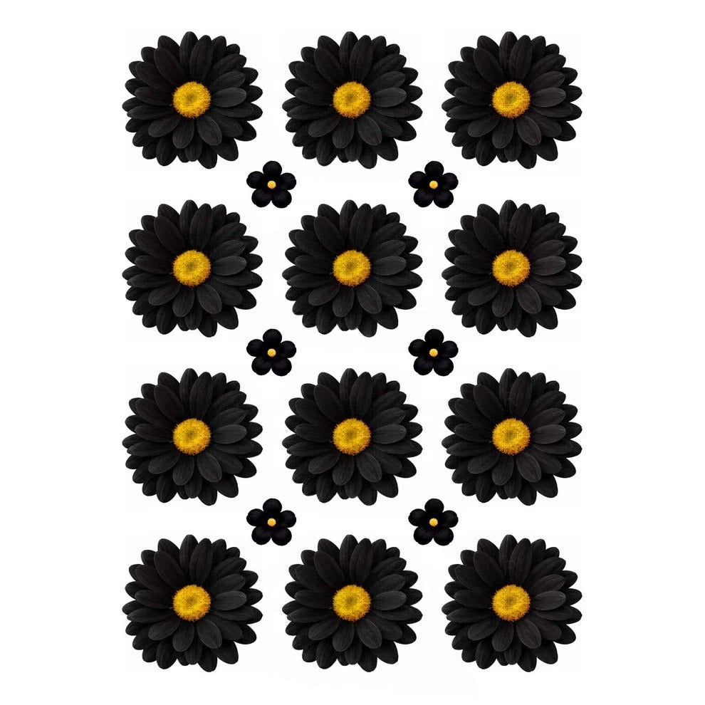 Black Daisy Flowers UV DTF Sticker
