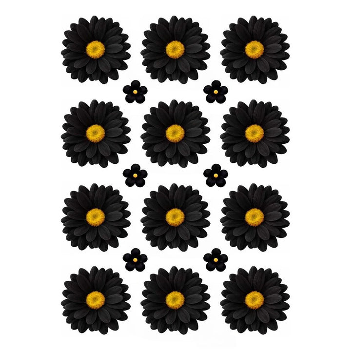 Black Daisy Flowers UV DTF Sticker