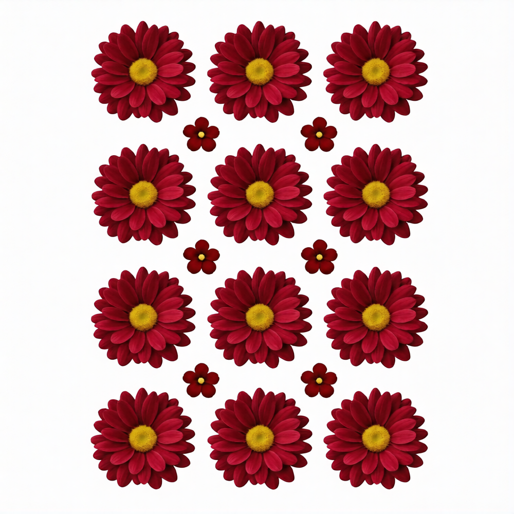 Maroon Daisy Flowers UV DTF Sticker