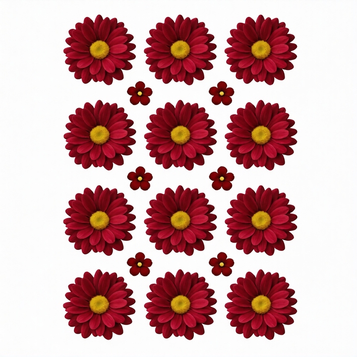 Maroon Daisy Flowers UV DTF Sticker