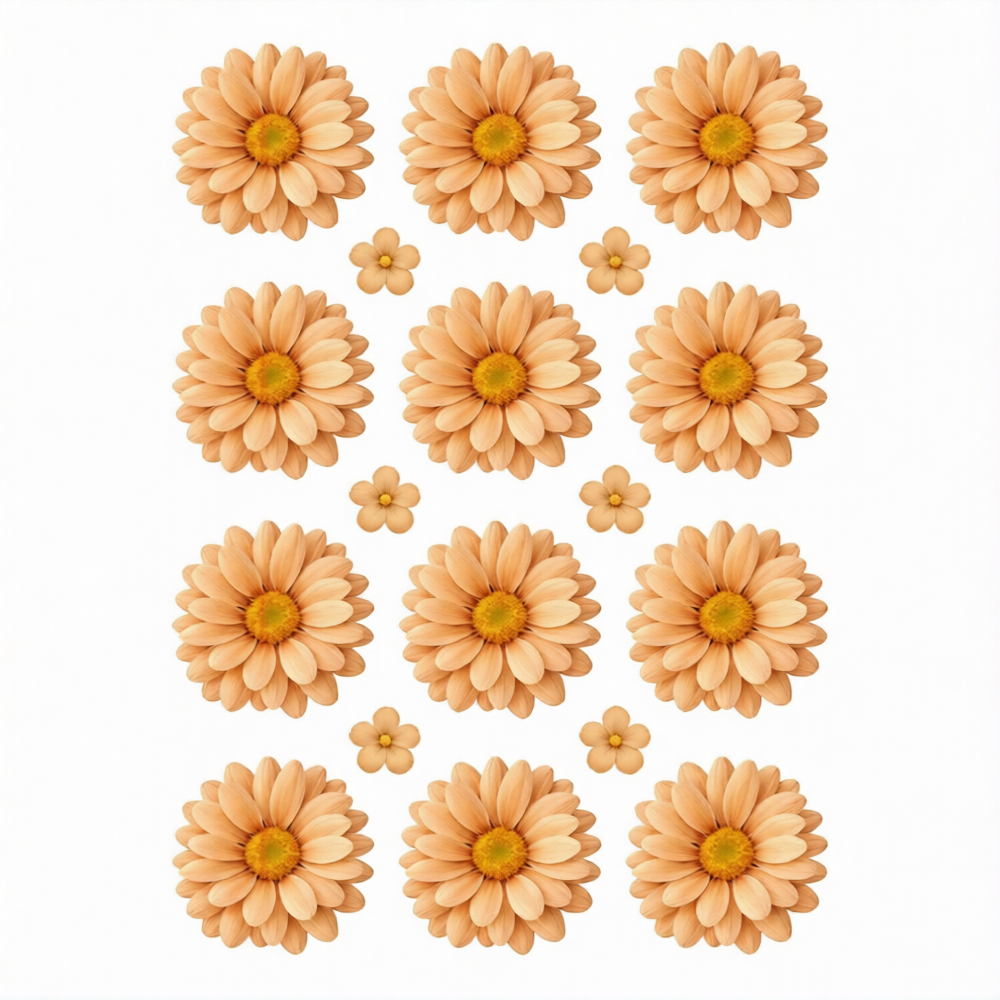 Peach Daisy Flowers UV DTF Sticker