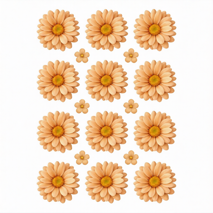 Peach Daisy Flowers UV DTF Sticker