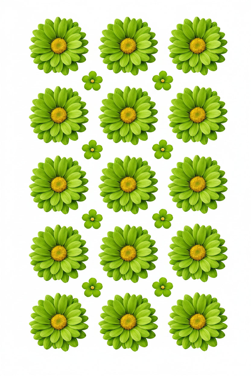 Green Daisy Flowers UV DTF Sticker