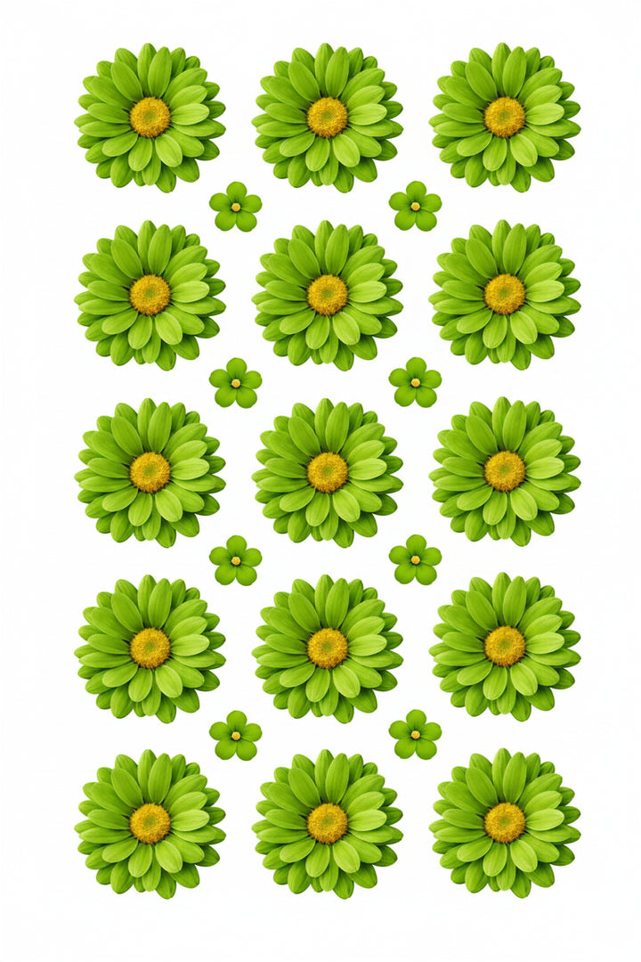 Green Daisy Flowers UV DTF Sticker