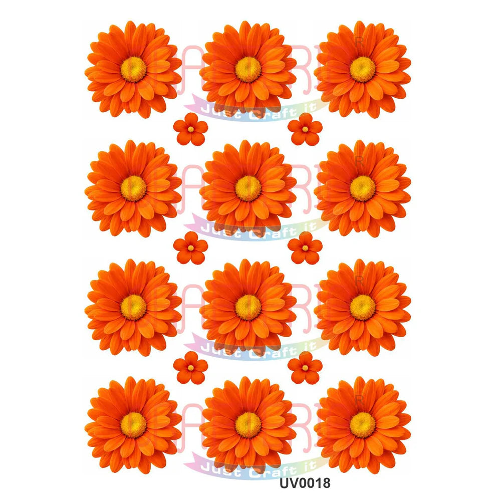 Orange Daisy Flowers UV DTF Sticker