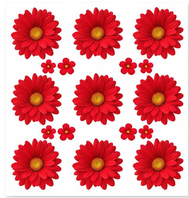 Red Daisy Flowers UV DTF Sticker