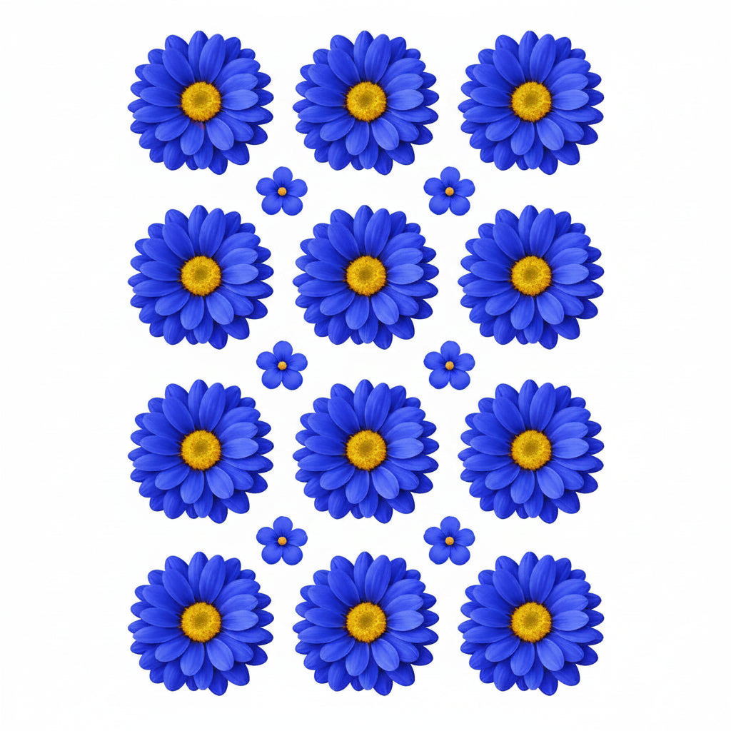 Royal Blue Daisy Flowers UV DTF Sticker
