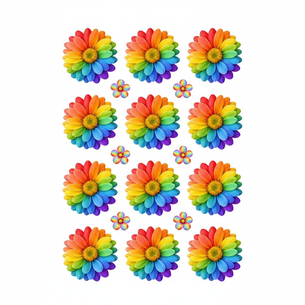 Rainbow Daisy Flowers UV DTF Sticker
