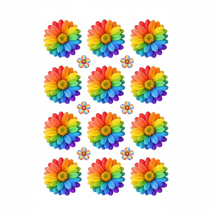 Rainbow Daisy Flowers UV DTF Sticker