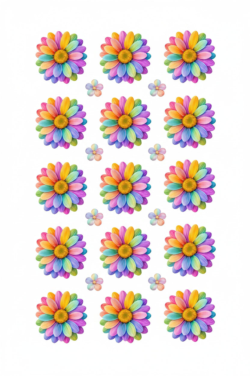 Pastel Rainbow Daisy Flowers UV DTF Sticker
