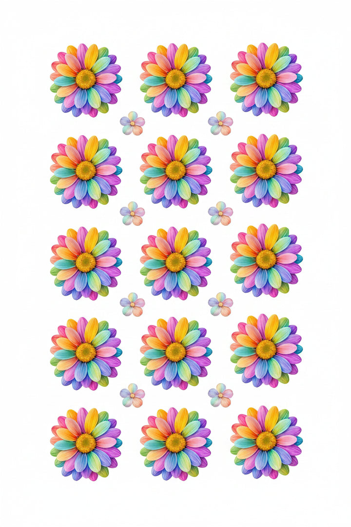 Pastel Rainbow Daisy Flowers UV DTF Sticker