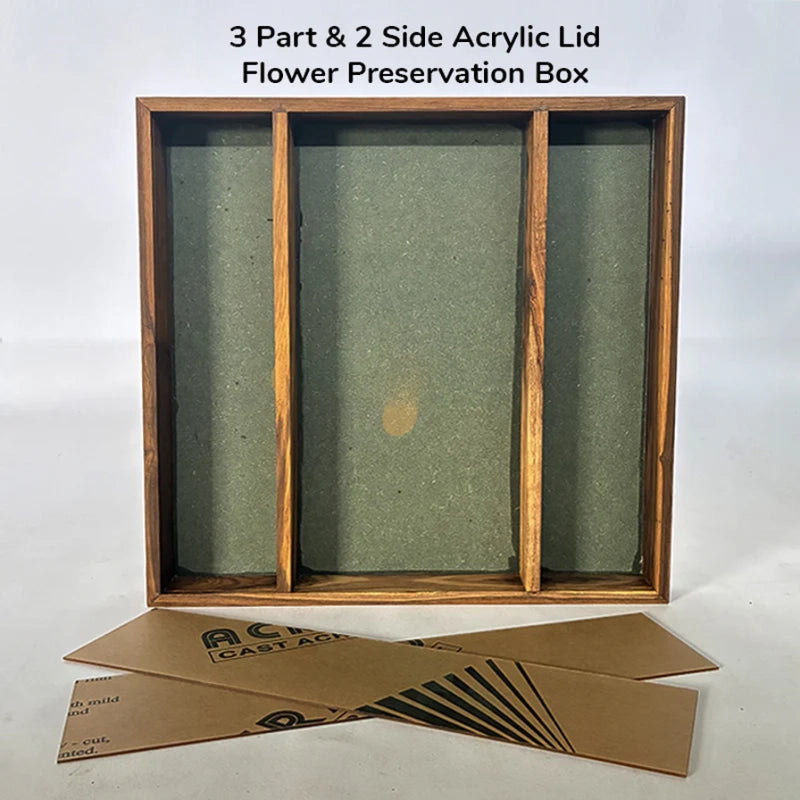 3 Part & 2 Side Acrylic Lid Flower Preservation Box