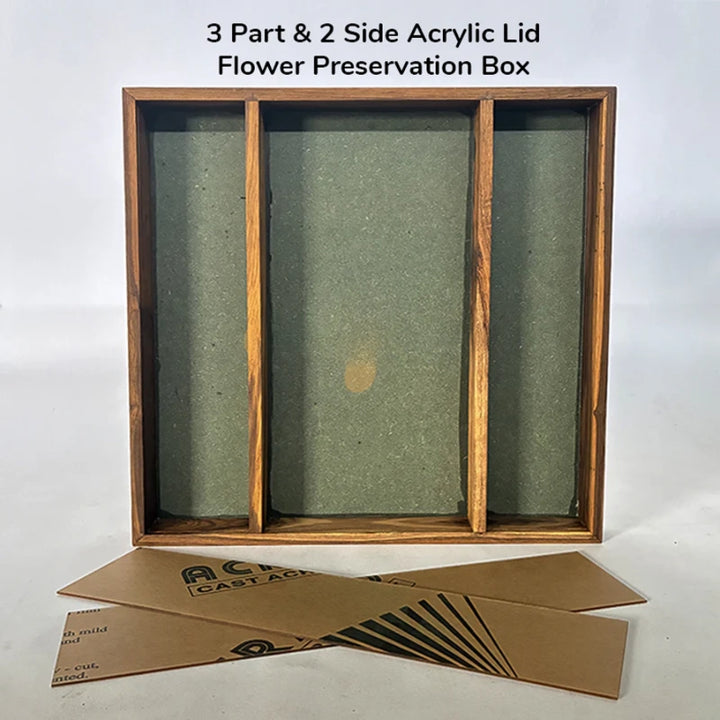3 Part & 2 Side Acrylic Lid Flower Preservation Box