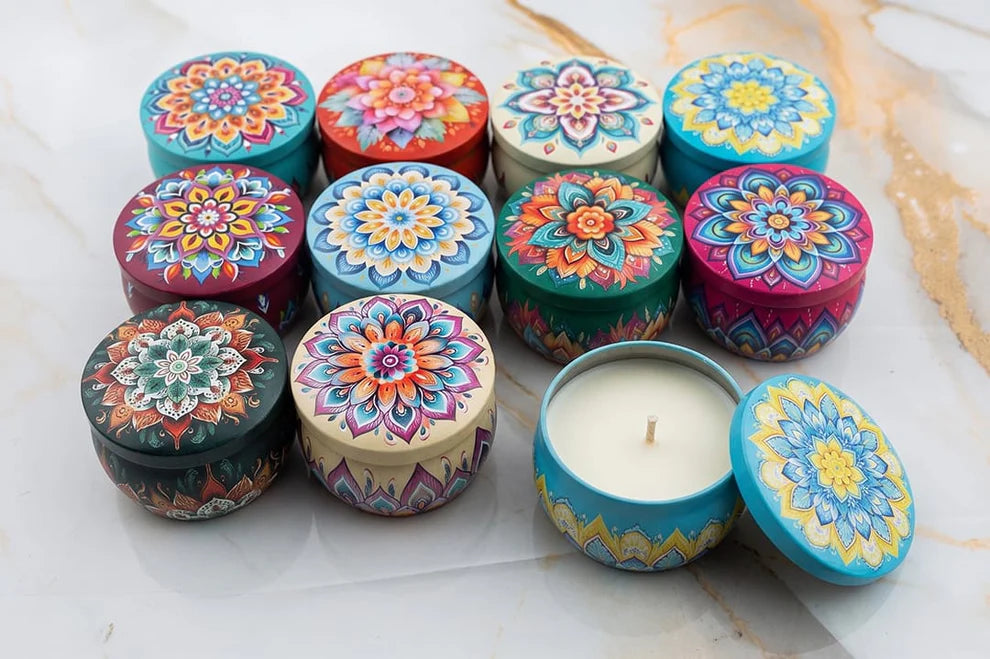 12 Pcs Mandala Pattem Tin Jar