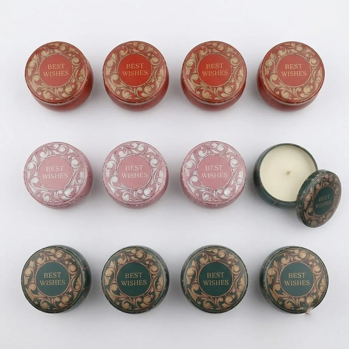 12 Pcs Round Best Wishes Tin Jar