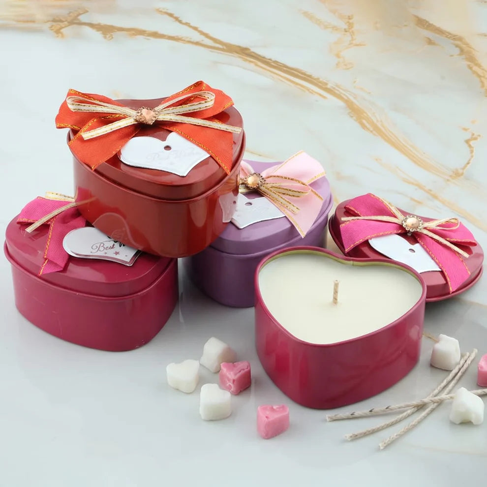 12 Pcs Heart Shape Best Wishes Tin Jar