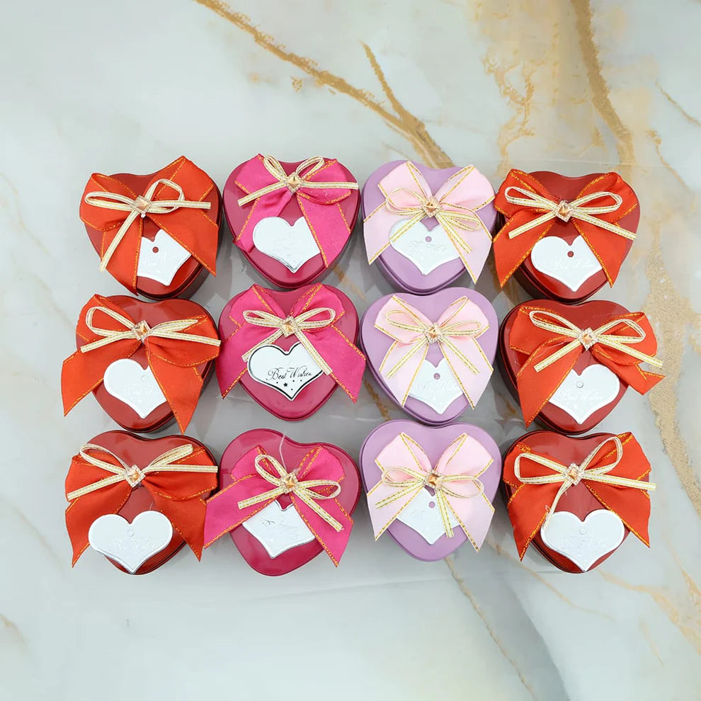 12 Pcs Heart Shape Best Wishes Tin Jar